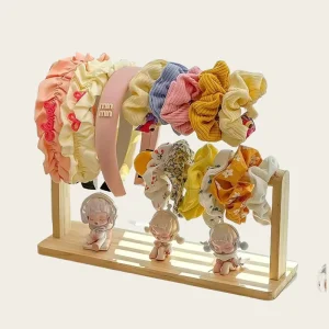 Single-Tier Wood Hair Band Storage and Display Stand