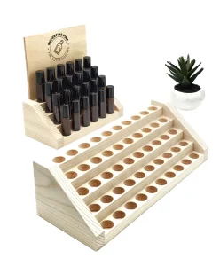 Single Wooden Essential Oil Organizer Step Storage Display Stand for Lipstick & Small Bottles Desktop Rack