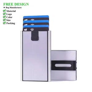 Slim Aluminum RFID Anti Skimming Card Holder Credit Card Sleeve Wallet with Money Clip Protective Lining Metal