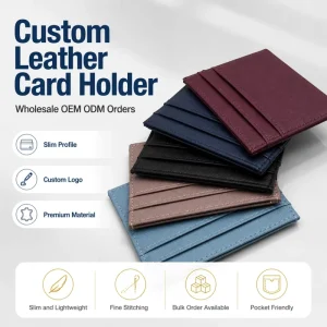 Slim Card Holder Contrast Stitching Flat Sleeve Front Pocket Boutique Porte Carte REACH Compliant Magnetic Snap