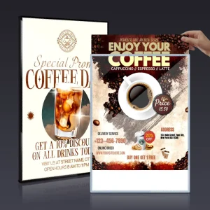 Slim LED Backlit Light Box Poster Frame Menu Board for Coffee Drink Burger Pizza Store
