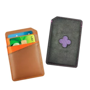 Slim PU Leather Card Holder with Custom Embossed Pattern for Business and Daily Use