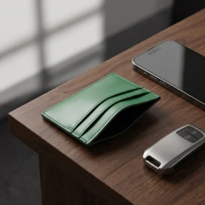 Slim RFID Genuine Leather Business Card Holder No Closure Minimalist Wallet