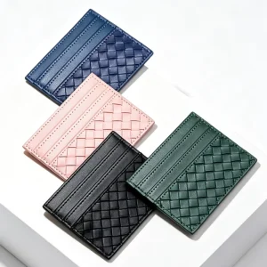 Slim Woven PVC PU Leather ID Card Holder and Business Wallet