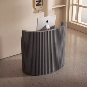 Small Curved Fluted Reception Desk for Beauty Salon
