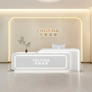Small Curved Reception Desk for Beauty Salon, Hotel, or Office