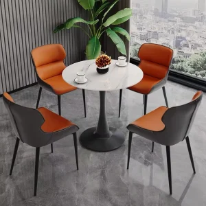 Small Extendable Slate Table and Chair Set for Home Balcony or Reception Area