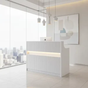 Small Painted MDF Reception Desk with Cashier and Bar Counter for Hospitals and Malls