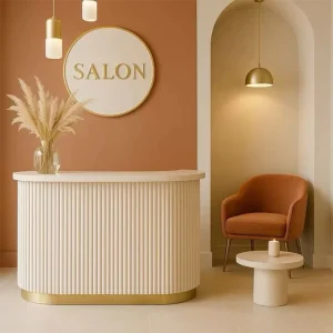 Small Pink Beauty Salon Reception Desk Cashier Counter