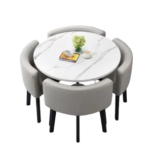 Small Round Restaurant Dining Table and 4-Chair Set