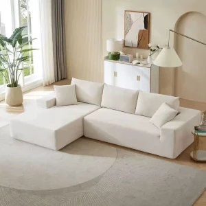Small Square Modular Fabric Sofa with Sponge Filling and Roll-Up Vacuum Packaging