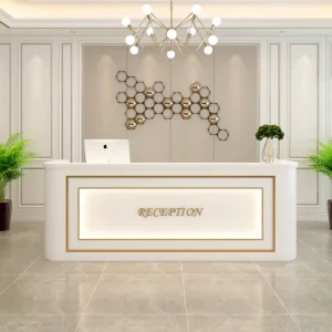 Small White LED Reception Desk and Cash Counter for Office Hotel Salon Spa Dental Clinic
