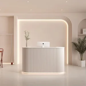 Small White Reception Desk for Clinics and Beauty Salons