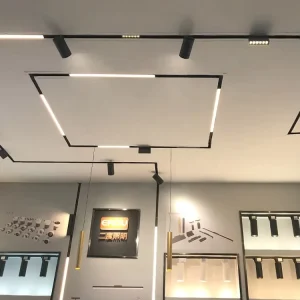 Smart LED COB Magnetic Track Rail Lighting System, 1m/1.5m/2m, 220V/48V, Linear Ceiling-Recessed, Aluminum
