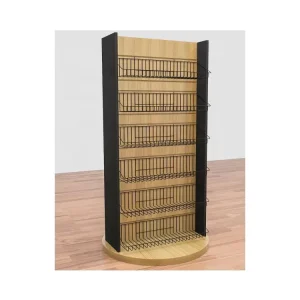 Snack Retail Store Metal and Wood Display Shelf Rack