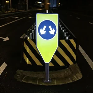 Solar LED Dividing Intersection Sign IP66 Roadway Safety Reflective Aluminum Traffic Island Warning Sign