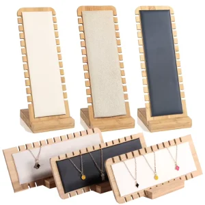 Solid Bamboo Jewelry Display Stand for Multiple Necklaces and Bracelets