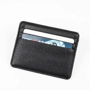 Solid Color Soft PU Card Holder with 6 Slots Custom Logo Business Credit ID Card Pocket