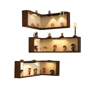 Solid Wood Adjustable-Height Wall-Mounted Bookshelves Storage Racks for Living Rooms and Dining Rooms