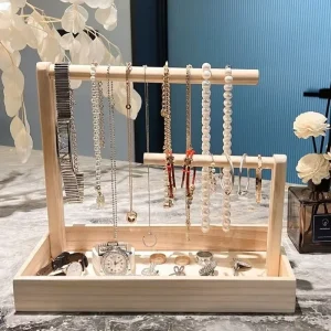 Solid Wood Bracelet and Necklace Display Organizer Rack