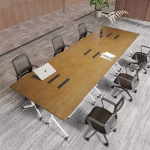 Solid Wood Conference Table Socket Free Combination Mobile Folding Pulley Guest Negotiation Reception Table for 6 20 People