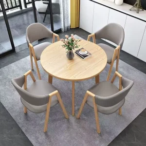 Solid Wood Dining and Outdoor Negotiation Table and Chair Set, 4-Seater
