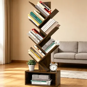 Solid Wood Display Shelf with Integrated Cabinet Base