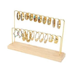 Solid Wood Earring Storage and Display Stand with Metal Stud and Pearl Holders