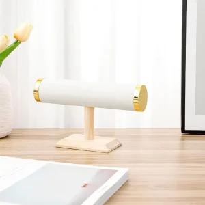Solid Wood Jewelry Display Stand Minimalist Wooden Bracelet Holder Single Layer Organizer for Bangles Watches Hair Accessories