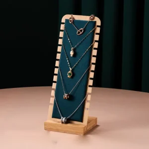 Solid Wood Jewelry Display Stand and Necklace Hanger Rack for Store Counter and Window Display