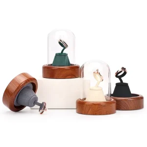 Solid Wood Jewelry Display with Glass Dust Cover Jewelry Ring Display Prop
