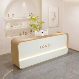 Solid Wood Modern Design Eco Friendly Durable Commercial Reception Counter for Clothing Store Retail Shops Hair Salon Nail Desk