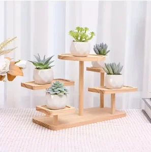 Solid Wood Modern Multilevel Display Stand for Home Decor Freestanding Multifunction Rack Portable Design for Cleaning Tools