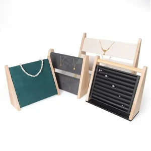 Solid Wood Vertical Jewelry Display Stand for Pendants Necklaces and Accessories