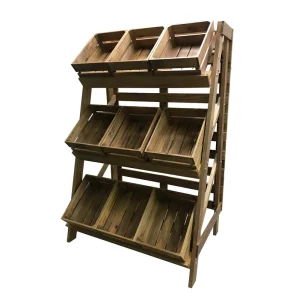Solid Wood Wine Display Beverage Rack for Retail Store