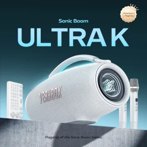 Sonic Boom Ultra K Portable Party Karaoke Speaker with Dual Wireless Microphones & Mixer 320W Rated 500W Peak