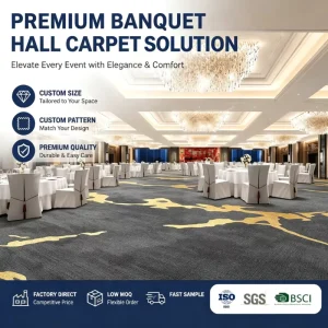 Sound Absorbing Wall to Wall Carpet with Silent Step Design Luxury Broadloom Carpet for Wedding Stage Banquet and Event Venue