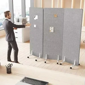 Sound proof Folding Privacy Screens with Lockable Wheels Classroom Felt Dividers Locking Wheels Temporary Room Separator