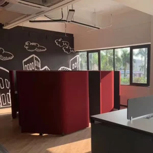Soundproof Office Meeting Pod with High-Back Movable Screen Desk