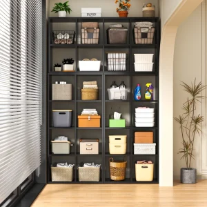 Space-Saving 3-Cube Horizontal Cold-Rolled Steel Storage Shelf Low Bookcase for Living Rooms