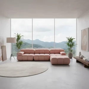Space Saving Compressed Modular Sofa with Flexible Combination Modules for Commercial Parlor Decor