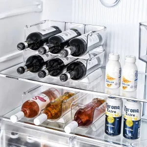 Space Saving Transparent Plastic Wine Display Rack Soda Can Organizer for Refrigerator Storing Wine Beer Soda Pantry Bar