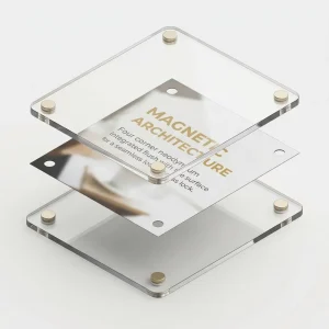 Square Acrylic Magnetic Photo Frame Customizable Durable Fridge Display