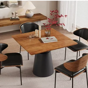 Square Cream Stone-Top Dining Table and Chair Set, Scratch-Resistant and Heat-Resistant