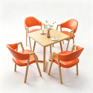 Square MDF Cafe Table and Chair Set with Sturdy Metal Construction
