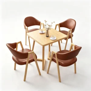 Square MDF Cafe Table with 4 Green Chairs Factory
