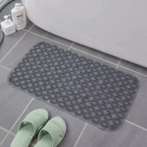 Square Polyester and PVC Massage Bath Mat with Suction Cups for Bathtub