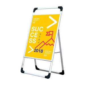 Stable 60×90 Poster Stand for Advertising Silver A-Board Display Pavement Sign Sidewalk Sign