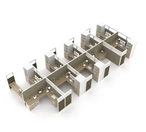 Staff Office Workstation Modular Design Soundproofing Partition with Storage Cabinet Office Cubicle Partition Desk
