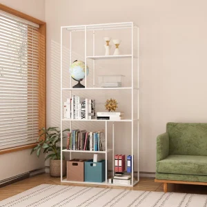 Staggered-Layer Metal Display Rack with Symmetrical Grid Structure